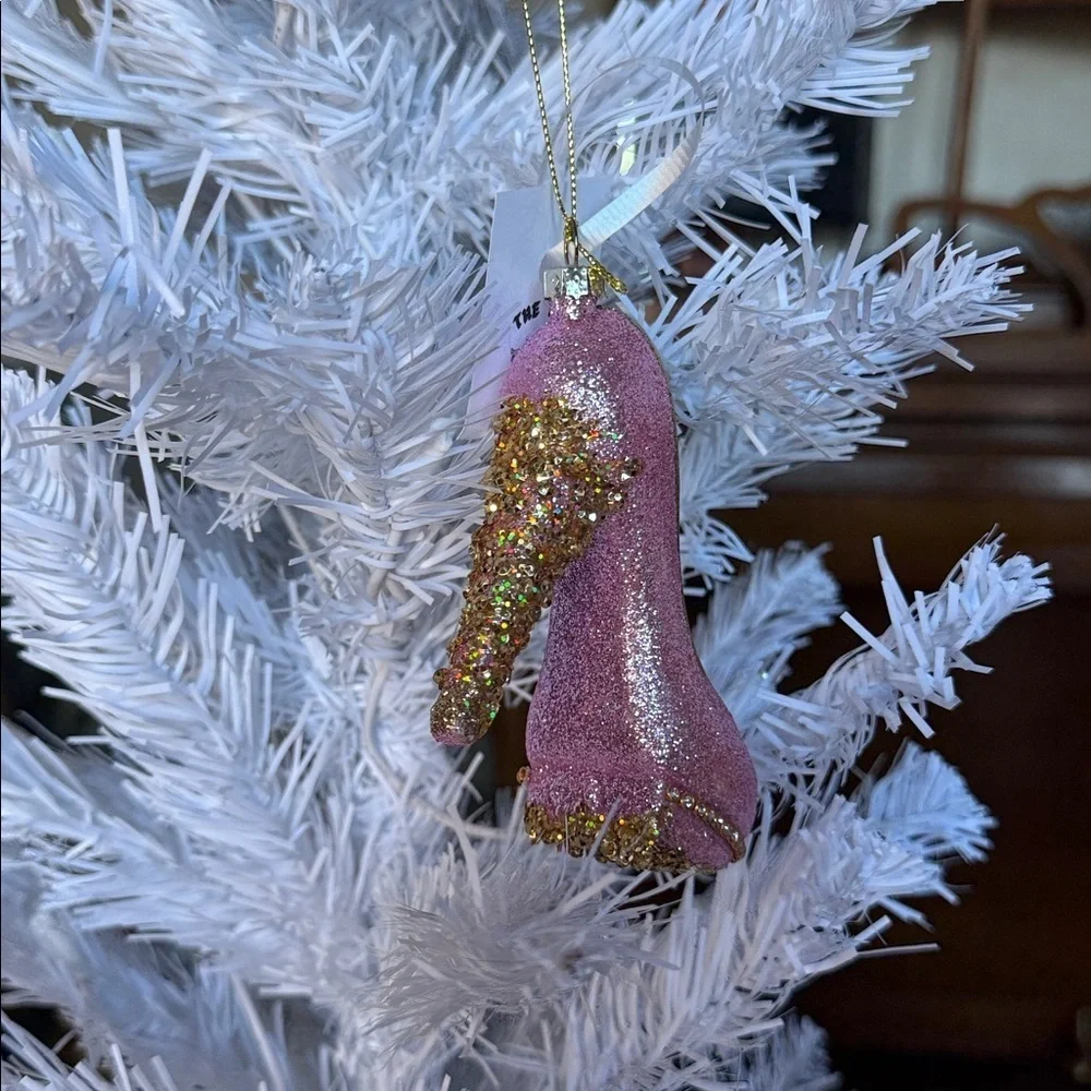 Glittery Pink and Gold Fashion High Heel Ornament NEW